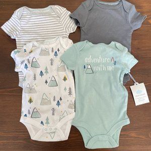Baby Boy 4-pack Adventure Short Sleeve Bodysuit, Cloud Island 3-6M